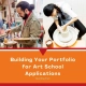Building Your Art Portfolio for Art School Applications. New blog post! A photo of an art student painting and another art student creating a ceramic bowl.